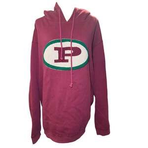 Phat Farm Y2K Burgundy Chenille Logo Oversized Hoodie, Hip Hop Streetwear, 3XL